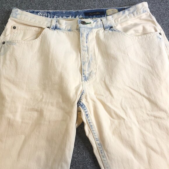 Tommy Hilfiger Jeans Mens 34x32 Blue White Acid Wash Straight Fit 90s Y2K - Picture 1 of 13
